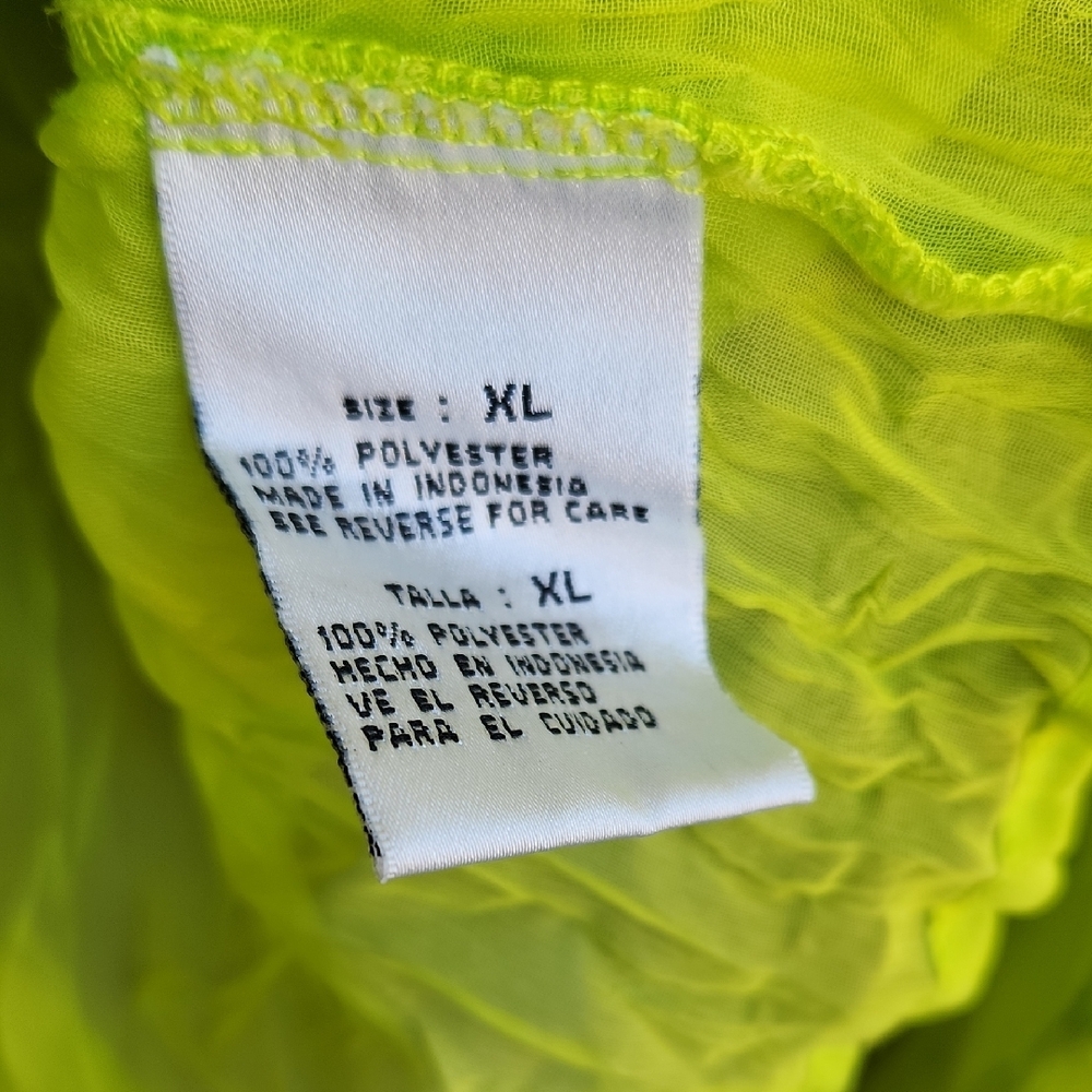 Sheer Ruffle Front Button-Down Blouse - Neon Yellow - Picture 7 of 7